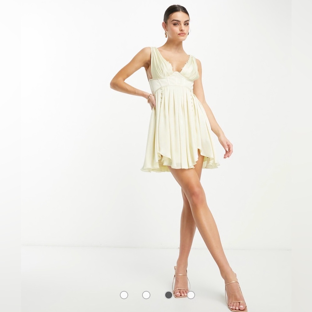 ASOS Cream Fit and Flare Corset Milkmaid Mini Dress